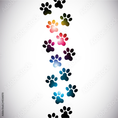 Naklejka dekoracyjna abstract colorful paw prints