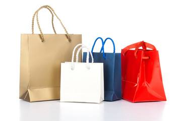  Assorted shopping bags  on a white background