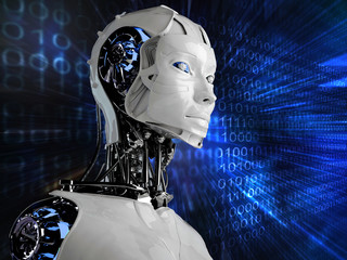 technology background  with robot  android women
