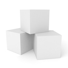 Three 3d White Cubes Isolated On White Background
