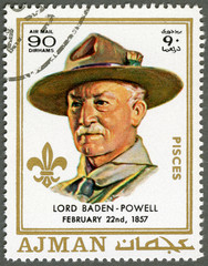 Wall Mural - AJMAN - 1970: shows Robert Baden-Powell (1857-1941)