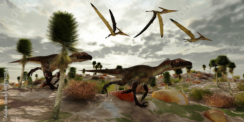 Nowoczesny obraz na płótnie Utahraptor Hunt