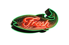 Fresh Fish Neon Sign Isolated On White