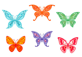 Poster - Set of colorful butterflies