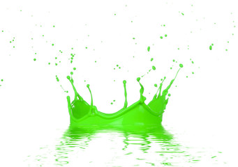 Poster -  Isolated shot of green paint splash on white background
