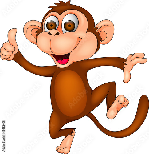 Naklejka ścienna Funny dancing monkey