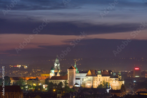 Obraz w ramie Night scene in Krakow, Poland