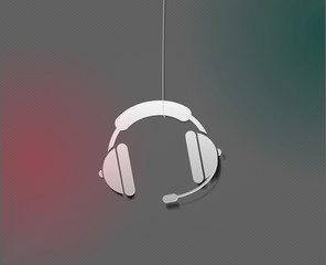 Sticker - vector glossy headset web icon design element.