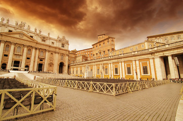 Poster - Rome St Peter Basilica and Colonnade - Piazza San Pietro