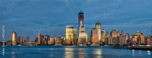 Plakat na papierze fotorealistycznym Panoramę Manhattanu, zachodzące słońce - Nowy Jork