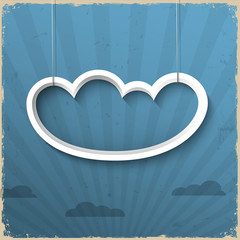 Poster - 3d white cloud on grunge background