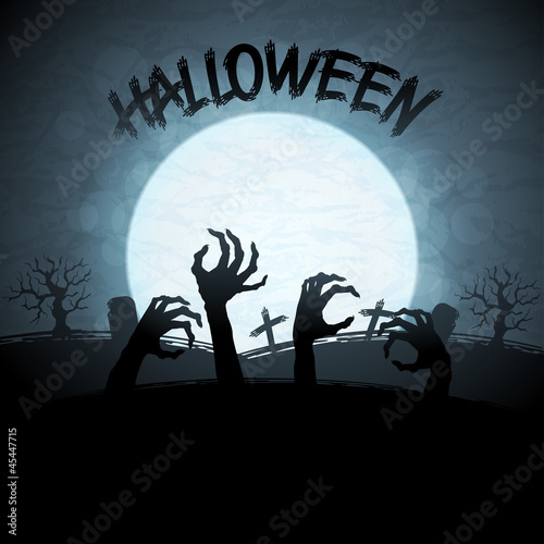 Fotoboard na płycie Eps 10 tło halloween z zombie i księżyca.