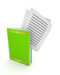 Poster - Text documents in a green book.