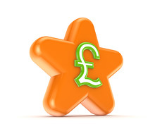 Orange Star With A Green Pound Sterling Sign.