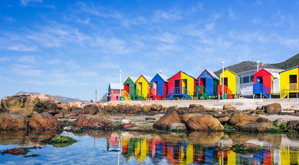 Fototapete - Colourful Beach Houses in South Africa