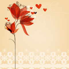 Fototapete - Love floral background