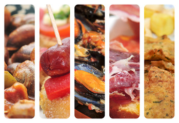 Canvas Print - spanish tapas and dishes collage