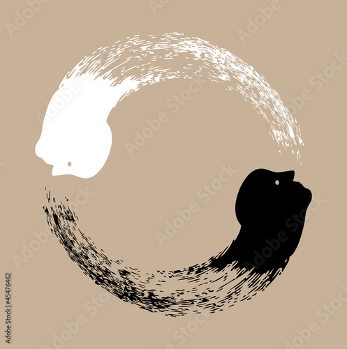 Obraz na płótnie canvas czteroczęściowy "tetraptyk" Taichi yin i yang