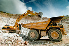 Bulldozer Excavator In Quarry