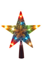 Illuminated Golden Christmas Star, Topper To Be Placed In The To