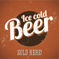 Canvas Print - vintage metal sign - ice cold beer - sold here!