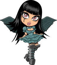 Cute Goth Girl With Wings