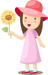 Wall Mural - girl holding sun flower