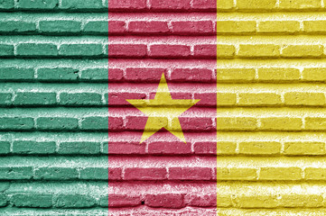 Wall Mural - Cameroon flag on an old brick wall