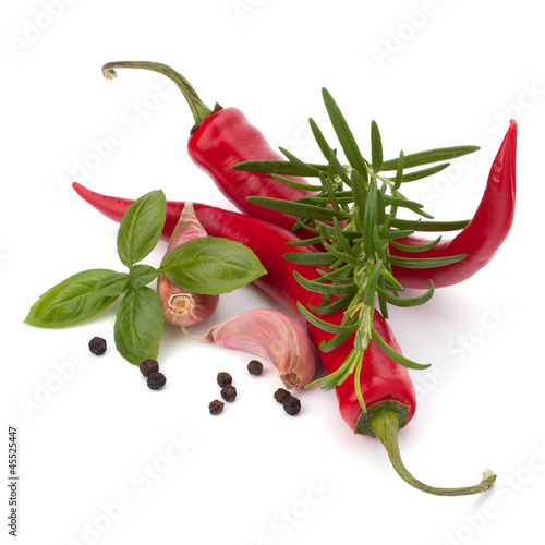 Naklejka dekoracyjna Chili pepper and flavoring herbs