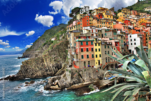 Obraz w ramie scenic Italy. Riomaggiore village, Cinque terre