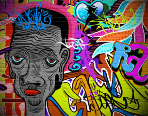 Wall Mural - graffiti wall urban art background. grunge hip hop design