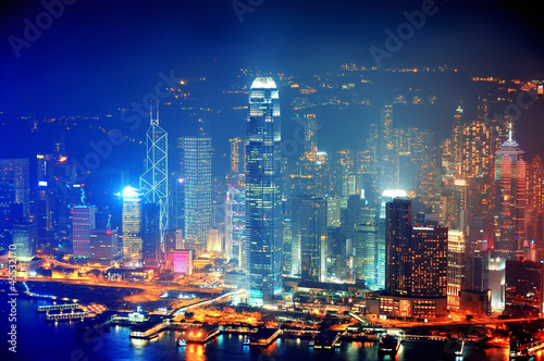 Tapeta ścienna Hongkong nocy antenowe