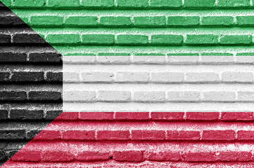 Wall Mural - Kuwait flag on an old brick wall