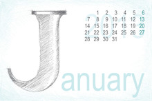 Calendar January Pencil Hand Draw