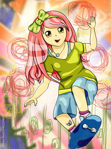 Board z aluminiowym obramowaniem Skater girl