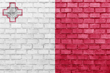 Wall Mural - Malta flag on a brick wall