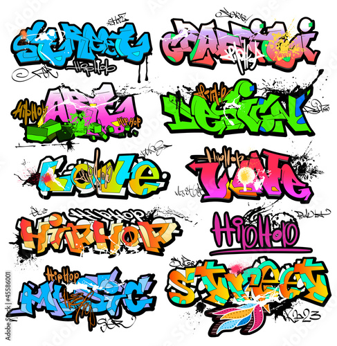 Obraz w ramie Graffiti wall vector urban art