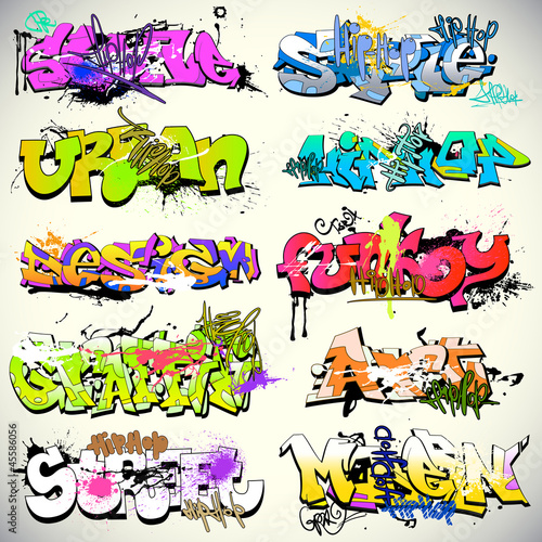 Naklejka - mata magnetyczna na lodówkę Graffiti wall vector urban art