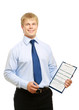 © shefkate - Young happy businessman with a clipboard