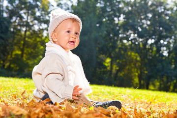 Canvas Print - baby im herbst