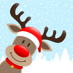 Poster - Reindeer Hat Winter Forest Snowfall Diagonal