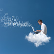© alphaspirit - Businessman works over a cloud
