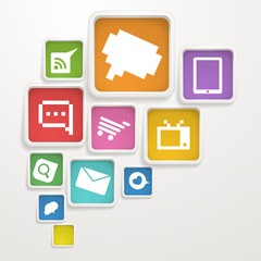Poster - Abstract Background of boxes with media icons