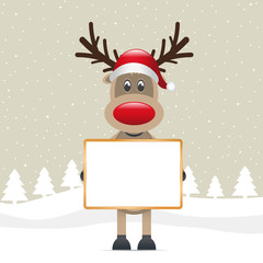 Poster - reindeer hold signboard