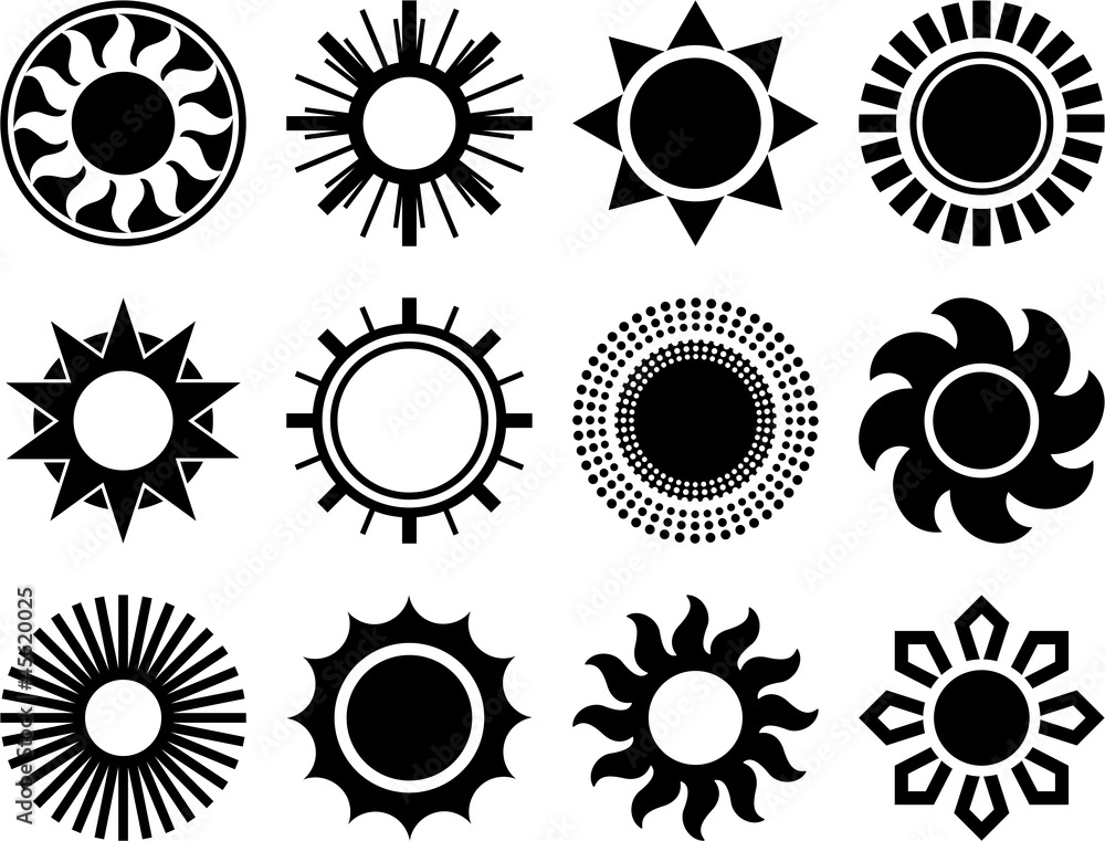 Abstract vectorized suns - obrazy, fototapety, plakaty 