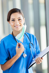 Wall Mural - pretty nurse portrait in modern hospital