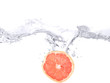 canvas print picture - Grapefruit fällt in's Wasser
