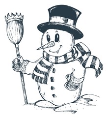 Sticker - Winter snowman theme drawing 1