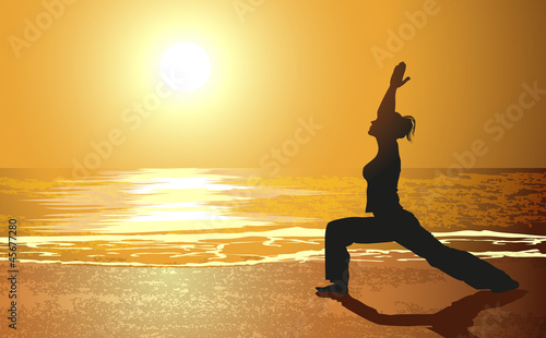 Obraz w ramie Yoga on a beach