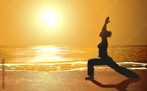 Naklejka dekoracyjna Yoga on a beach